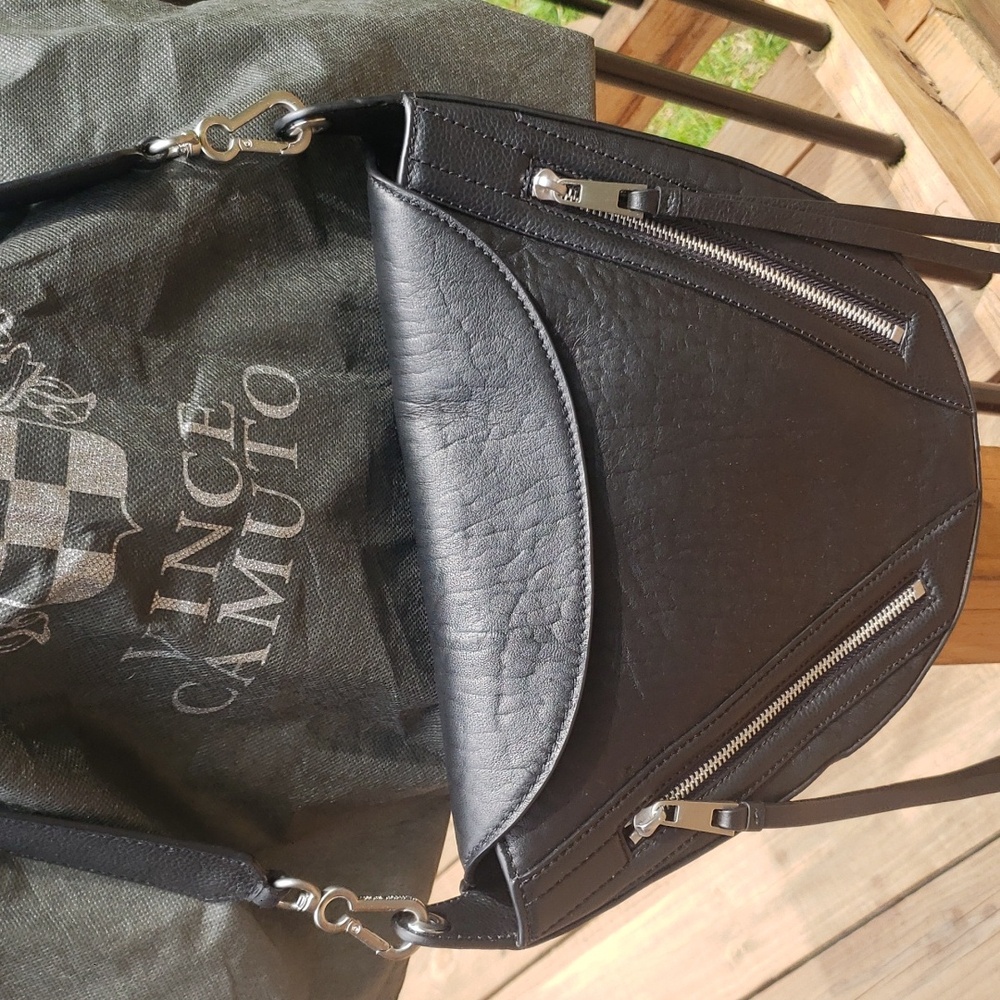 Vince Camuto black leather shoulder bag